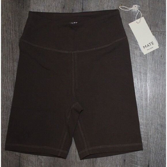 MATE THE LABEL WOMEN'S ORGANIC COTTON BIKER SHORTS NWT MOCHA BROWN SZ S - Picture 1 of 4